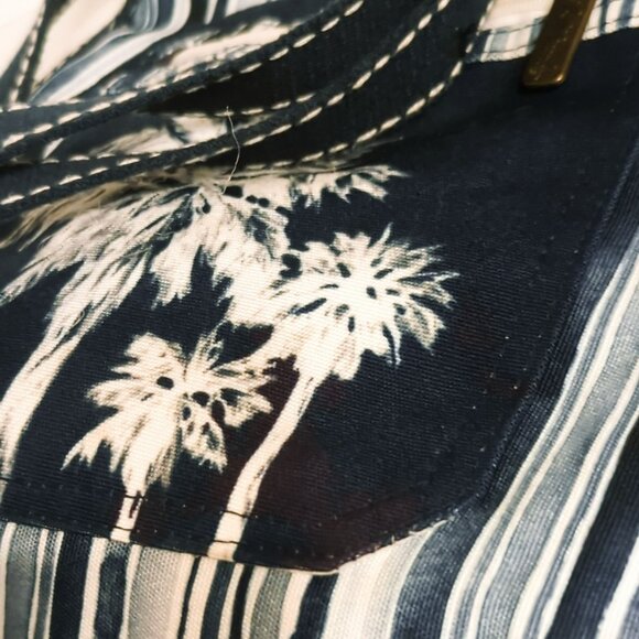 Sun N Sand Paul Brent Canvas Crossbody Tote Bag Navy Blue 3 Palm Trees - Picture 5 of 10